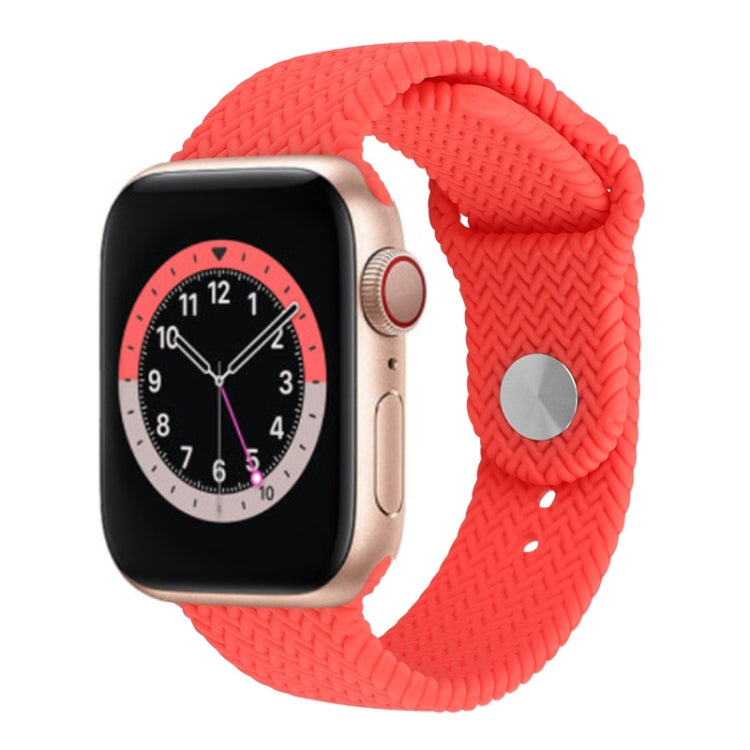 Woven Pattern Silicone Snap Watchband For Apple Watch Series 6 & SE & 5 & 4 40mm / 3 & 2 & 1 38mm, For Apple Watch Series 7 41mm / 6 & SE & 5 & 4 40mm / 3 & 2 & 1 38mm, For Apple Watch Series 8&7 41mm / SE 2&6&SE&5&4 40mm / 3&2&1 38mm