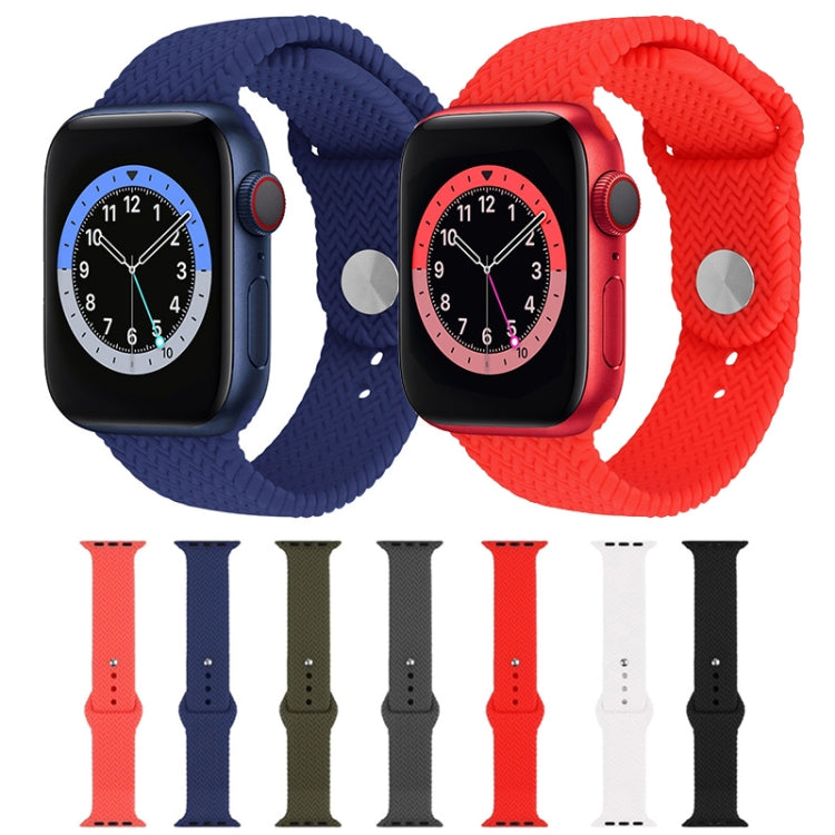 Woven Pattern Silicone Snap Watchband For Apple Watch Series 6 & SE & 5 & 4 40mm / 3 & 2 & 1 38mm, For Apple Watch Series 7 41mm / 6 & SE & 5 & 4 40mm / 3 & 2 & 1 38mm, For Apple Watch Series 8&7 41mm / SE 2&6&SE&5&4 40mm / 3&2&1 38mm