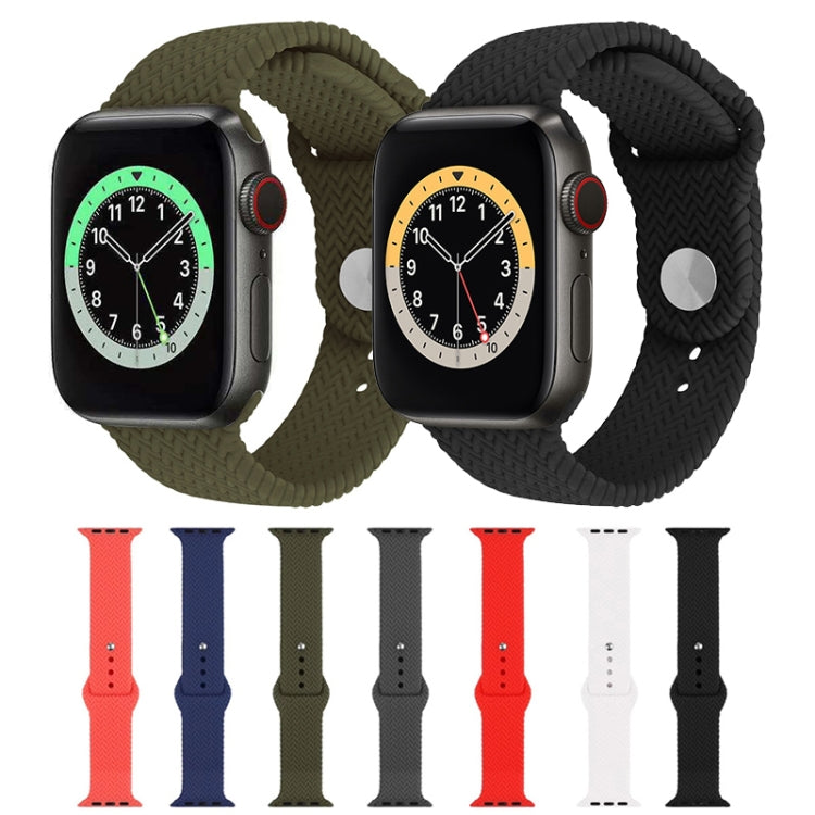 Woven Pattern Silicone Snap Watchband For Apple Watch Series 6 & SE & 5 & 4 44mm / 3 & 2 & 1 42mm, For Apple Watch Ultra 49mm / Series 8&7 45mm / SE 2&6&SE&5&4 44mm / 3&2&1 42mm, For Apple Watch Series 7 45mm / 6 & SE & 5 & 4 44mm / 3 & 2 & 1 42mm