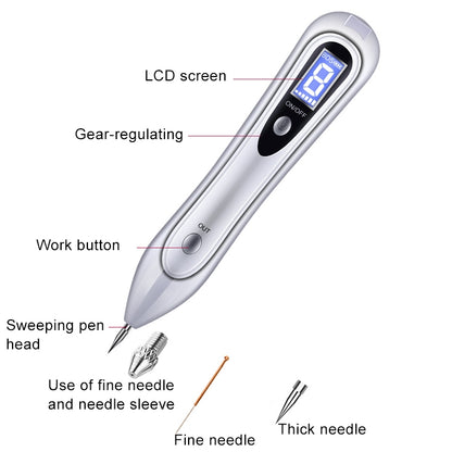 SONGSUN X2 Professional Portable Skin Spot Tattoo Freckle Removal Machine Mole Dot Removing Laser Plasma Beauty Care Pen with LCD Display Screen & 9 Gears Adjustment