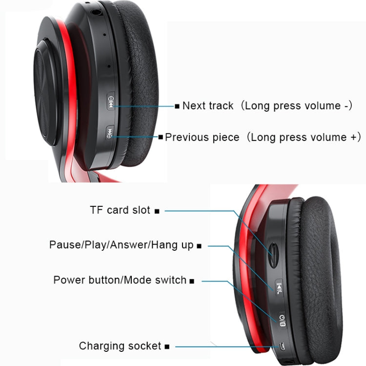 B39 Wireless Bluetooth V5.0 Headset, B39 (Red), B39 (White), B39 (Blue), B39 (Black Red), B39 (Black)