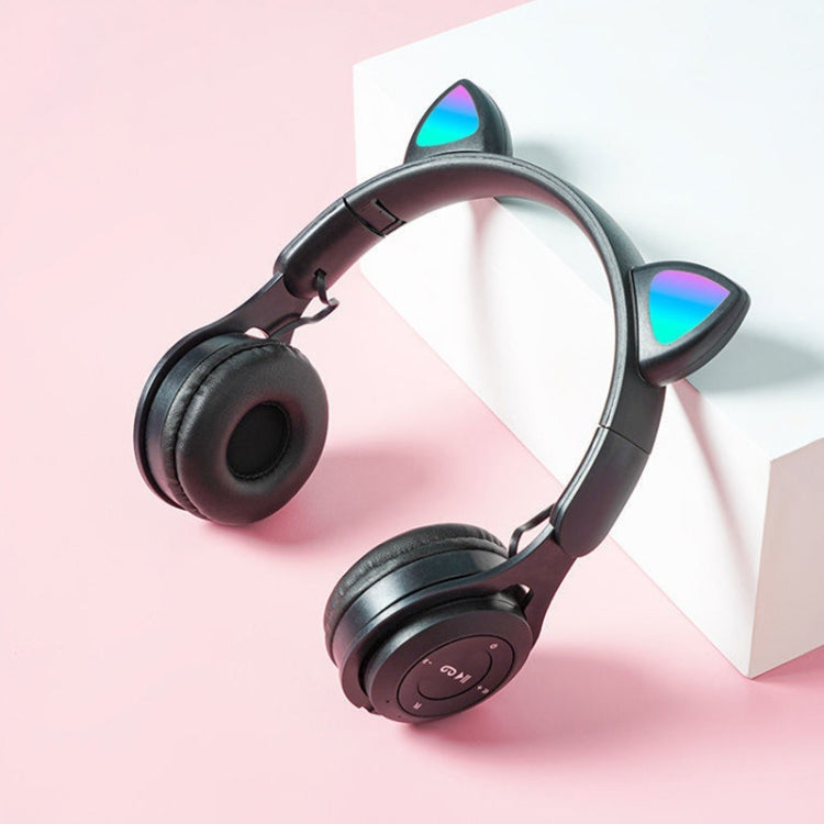 M6 Luminous Cat Ears Pure-color Foldable Bluetooth Headset with 3.5mm Jack &amp; TF Card Slot, Pure-color Black, Pure-color Pink, Pure-color Blue, Pure-color White