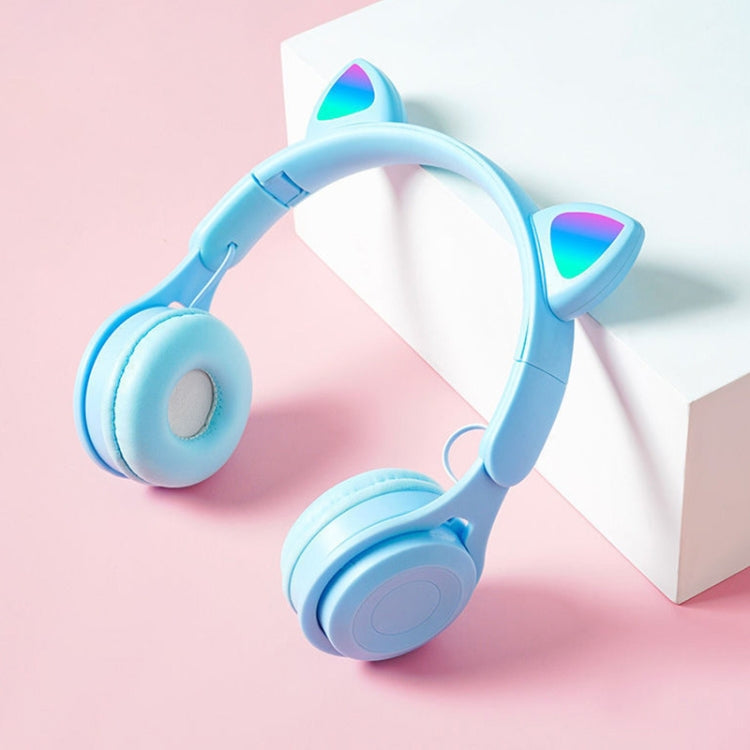 M6 Luminous Cat Ears Pure-color Foldable Bluetooth Headset with 3.5mm Jack &amp; TF Card Slot, Pure-color Black, Pure-color Pink, Pure-color Blue, Pure-color White