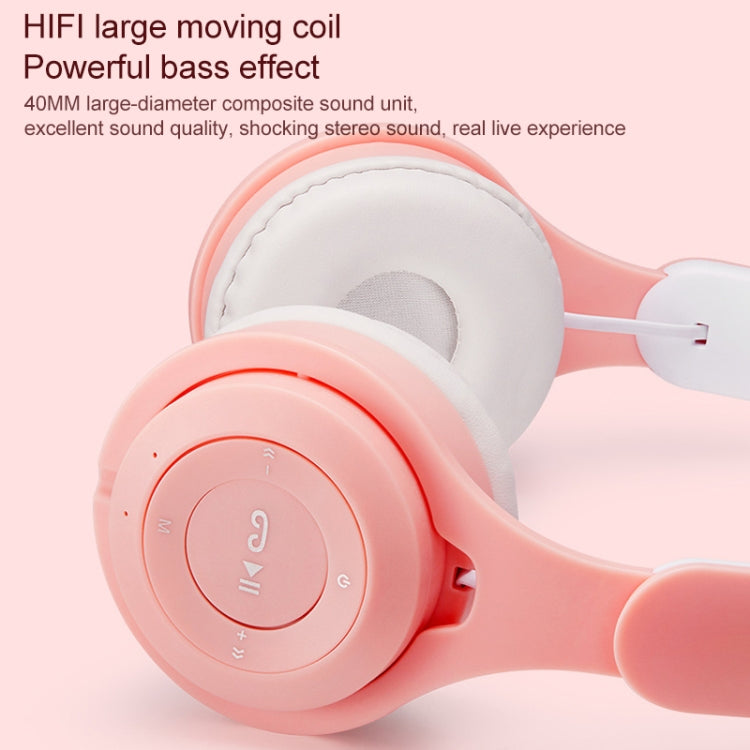 M6 Luminous Cat Ears Pure-color Foldable Bluetooth Headset with 3.5mm Jack &amp; TF Card Slot, Pure-color Black, Pure-color Pink, Pure-color Blue, Pure-color White