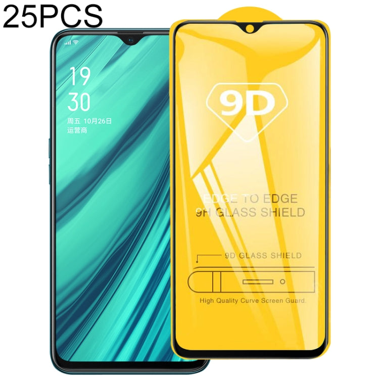 25 PCS For OPPO Reno2 F 9D Full Glue Full Screen Tempered Glass Film, For OPPO Reno2 F