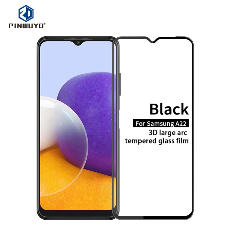 For Samsung Galaxy A22 4G PINWUYO 9H 3D Curved Full Screen Explosion-proof Tempered Glass Film(Black)