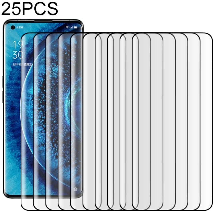 25 PCS For OPPO Find X2 Pro 9H HD 3D Curved Edge Tempered Glass Film (Black), For OPPO Find X2 Pro(Black)(25 PCS)