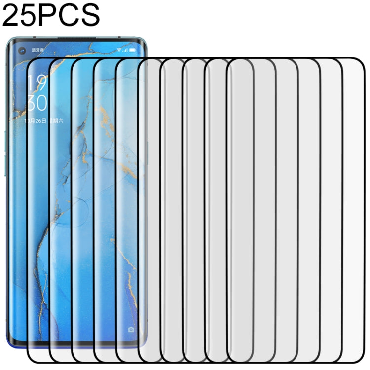 25 PCS For OPPO Reno3 Pro 9H HD 3D Curved Edge Tempered Glass Film (Transparent), For OPPO Reno3 Pro(25 PCS), For OPPO Reno3 Pro(Black)(25 PCS)