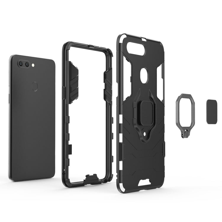 PC + TPU Shockproof Protective Case for OPPO R15, with Magnetic Ring Holder, For OPPO R15