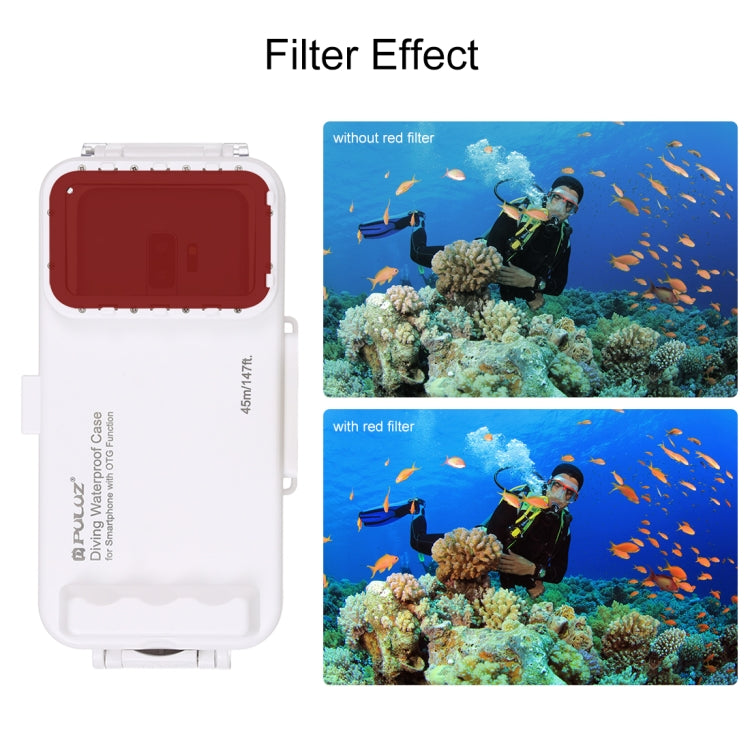 PULUZ 45m/147ft Waterproof Diving Case Photo Video Taking Underwater Housing Cover for iPhone 17 Pro / 17 / Air / 16 / 16 Pro / 15 / 15 Pro, Galaxy, Huawei, Xiaomi, Google Android OTG Smartphones with Type-C Port