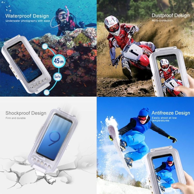 PULUZ 45m/147ft Waterproof Diving Case Photo Video Taking Underwater Housing Cover for iPhone 16 / 16 Pro / 15 / 15 Pro, Galaxy, Huawei, Xiaomi, Google Android OTG Smartphones with Type-C Port, Universal Case for Type-C Port Phones