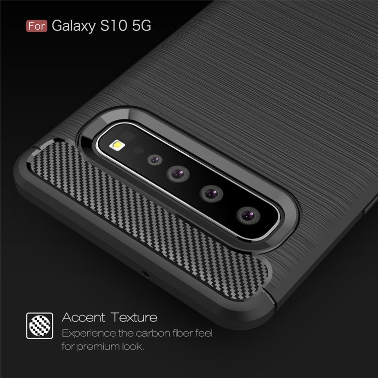 Brushed Texture Carbon Fiber TPU Case for Galaxy S10 5G, For Galaxy S10 5G, For Samsung Galaxy S10 5G