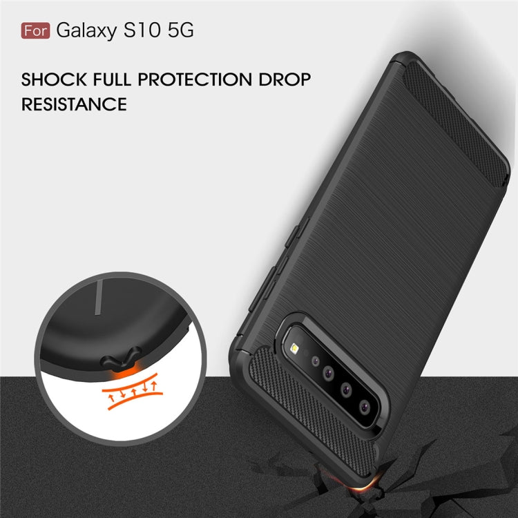 Brushed Texture Carbon Fiber TPU Case for Galaxy S10 5G, For Galaxy S10 5G, For Samsung Galaxy S10 5G