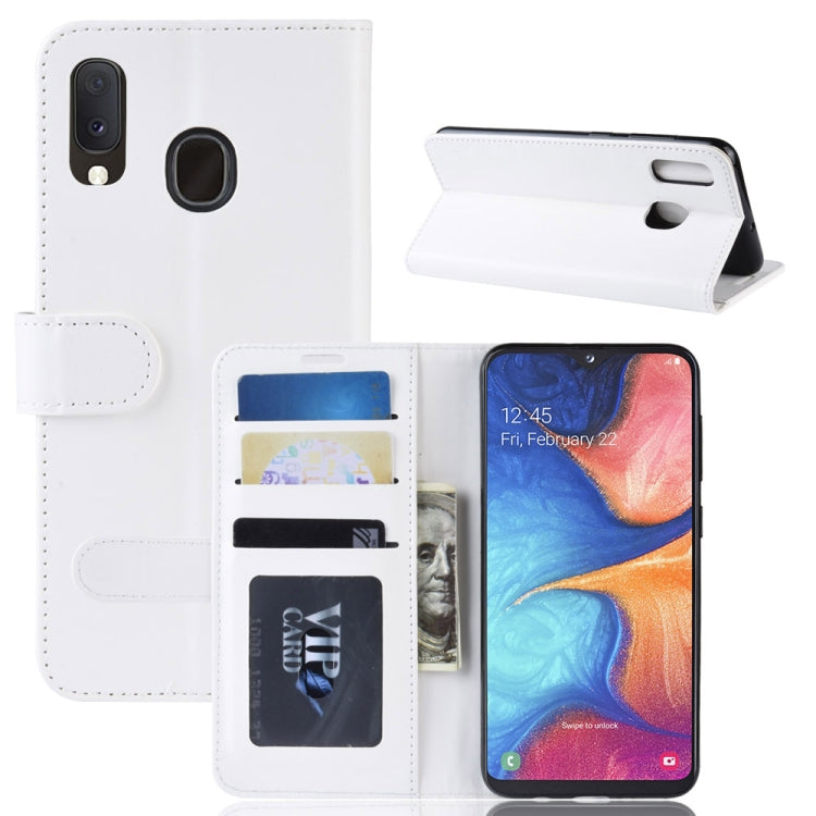 R64 Texture Single Fold Horizontal Flip Leather Case for Galaxy A20e, with Holder &amp; Card Slots &amp; Wallet, For Galaxy A20e