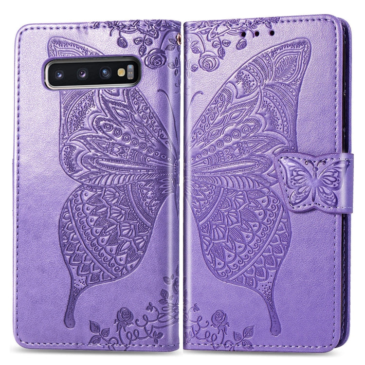 Butterfly Love Flowers Embossing Horizontal Flip Leather Case for Galaxy S10, with Holder &amp; Card Slots &amp; Wallet &amp; Lanyard, For Galaxy S10