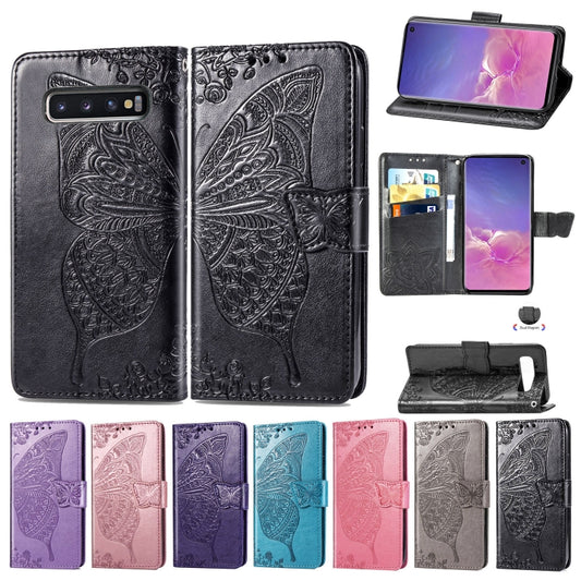 Butterfly Love Flowers Embossing Horizontal Flip Leather Case for Galaxy S10, with Holder & Card Slots & Wallet & Lanyard, For Galaxy S10