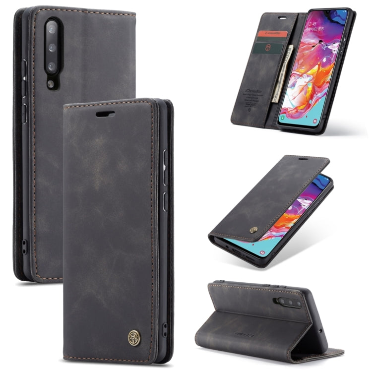 CaseMe-013 Multifunctional Retro Frosted Horizontal Flip Leather Case for Galaxy A70, with Card Slot & Holder & Zipper Wallet & Photo Frame, For Galaxy A70