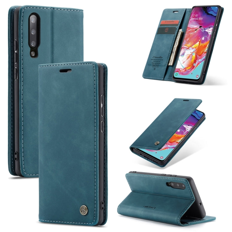 CaseMe-013 Multifunctional Retro Frosted Horizontal Flip Leather Case for Galaxy A70, with Card Slot &amp; Holder &amp; Zipper Wallet &amp; Photo Frame, For Galaxy A70