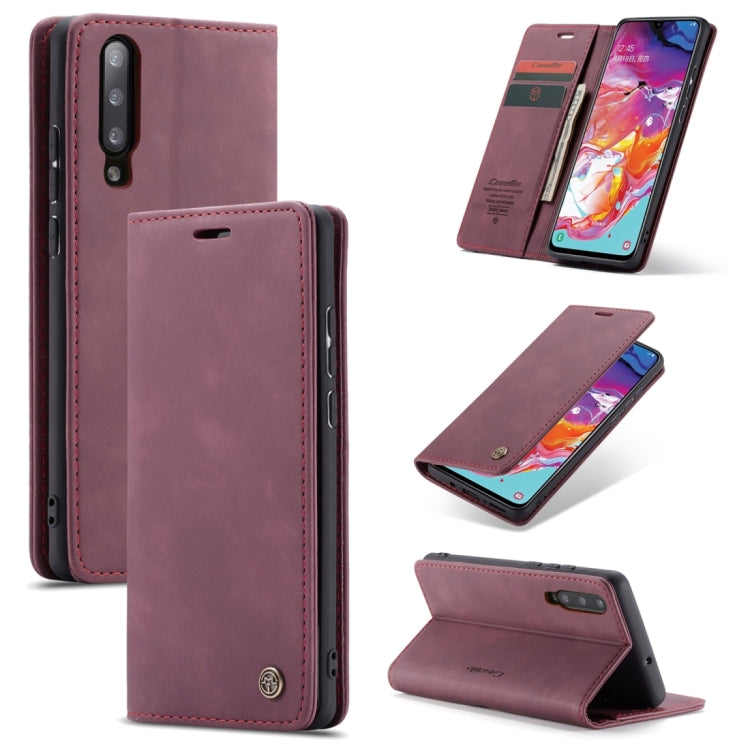 CaseMe-013 Multifunctional Retro Frosted Horizontal Flip Leather Case for Galaxy A70, with Card Slot & Holder & Zipper Wallet & Photo Frame, For Galaxy A70