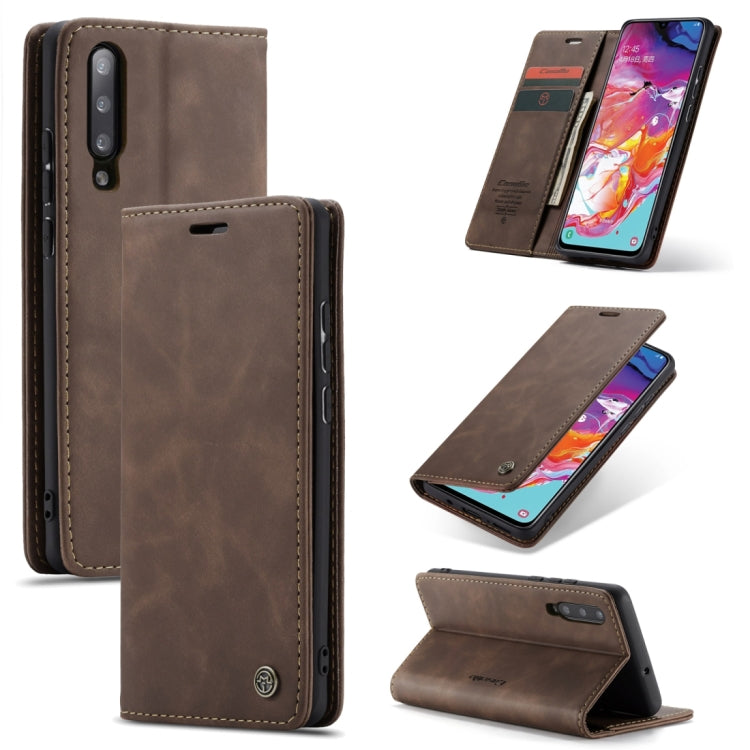 CaseMe-013 Multifunctional Retro Frosted Horizontal Flip Leather Case for Galaxy A70, with Card Slot & Holder & Zipper Wallet & Photo Frame, For Galaxy A70