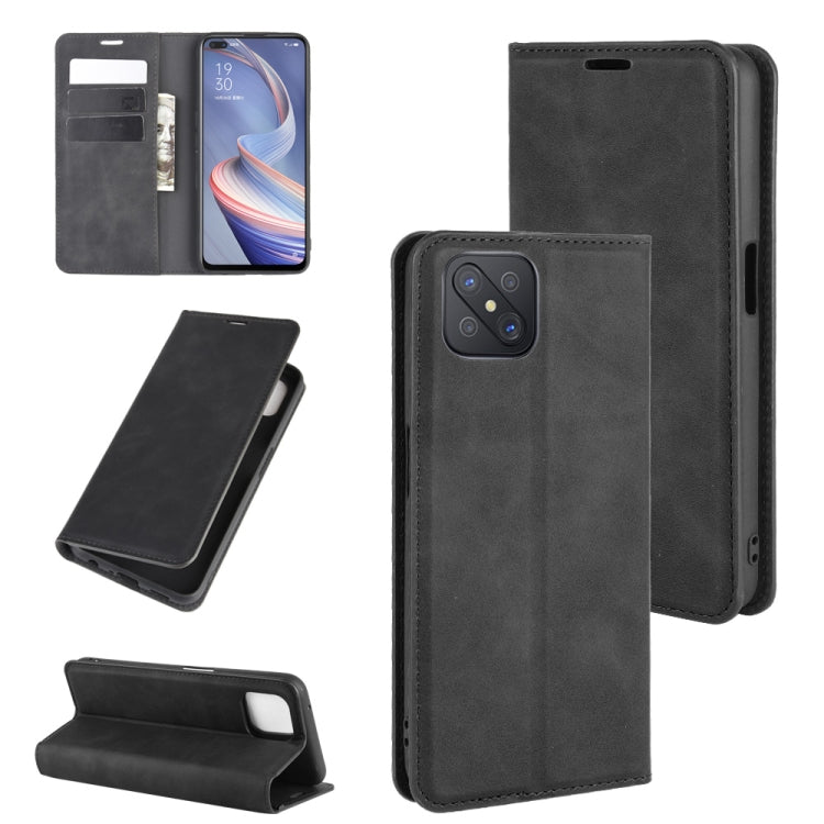 For Oppo A92s Retro-skin Business Magnetic Suction Leather Case with Holder & Card Slots & Wallet, For OPPO A92s