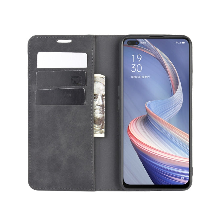 For Oppo A92s Retro-skin Business Magnetic Suction Leather Case with Holder & Card Slots & Wallet, For OPPO A92s