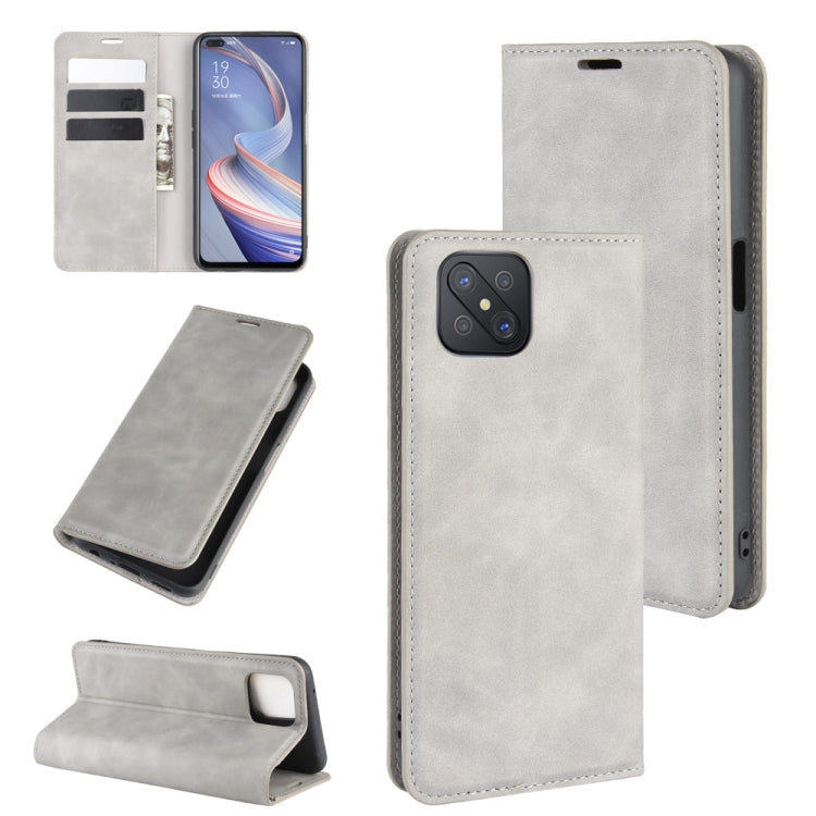 For Oppo A92s Retro-skin Business Magnetic Suction Leather Case with Holder & Card Slots & Wallet, For OPPO A92s