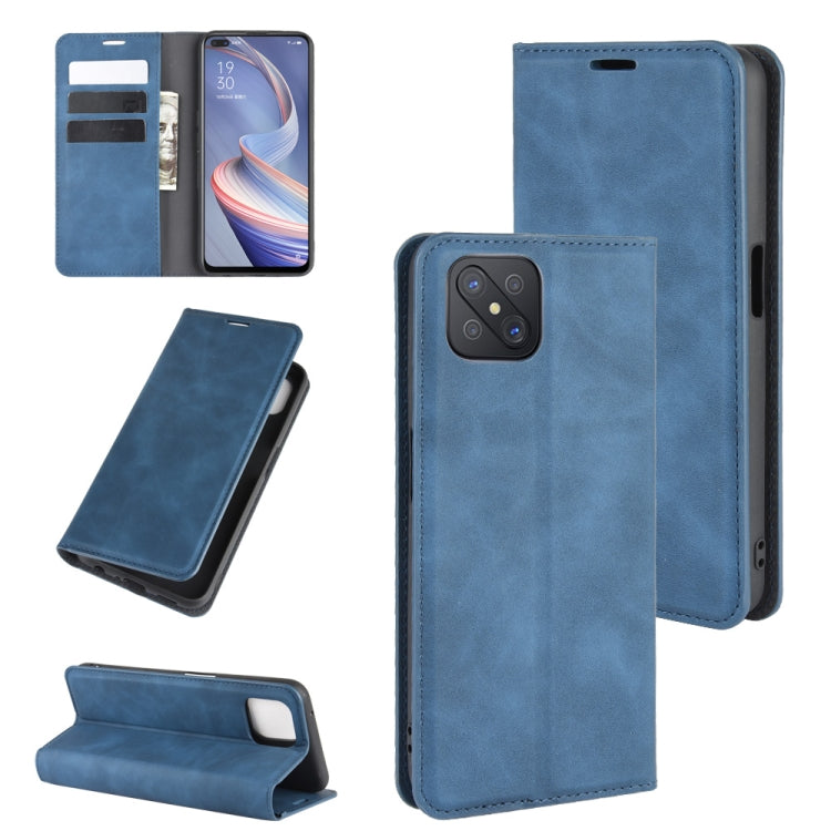 For Oppo A92s Retro-skin Business Magnetic Suction Leather Case with Holder &amp; Card Slots &amp; Wallet, For OPPO A92s