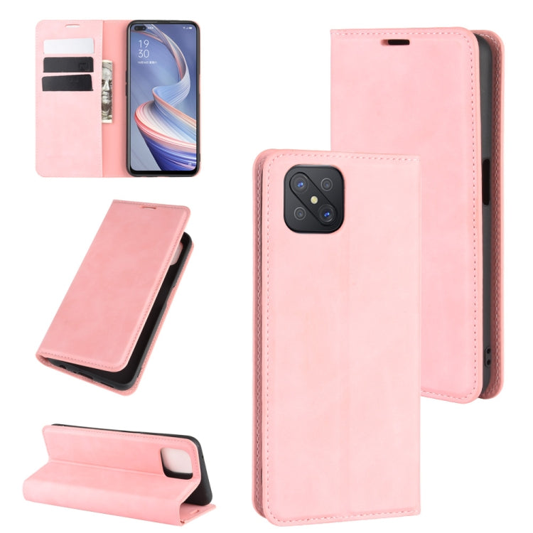 For Oppo A92s Retro-skin Business Magnetic Suction Leather Case with Holder & Card Slots & Wallet, For OPPO A92s