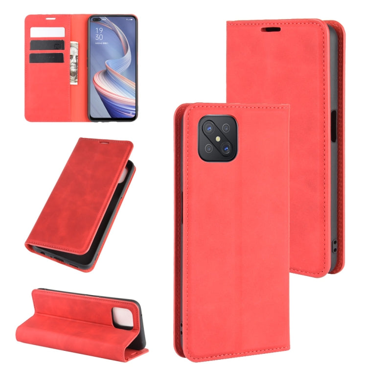 For Oppo A92s Retro-skin Business Magnetic Suction Leather Case with Holder & Card Slots & Wallet, For OPPO A92s