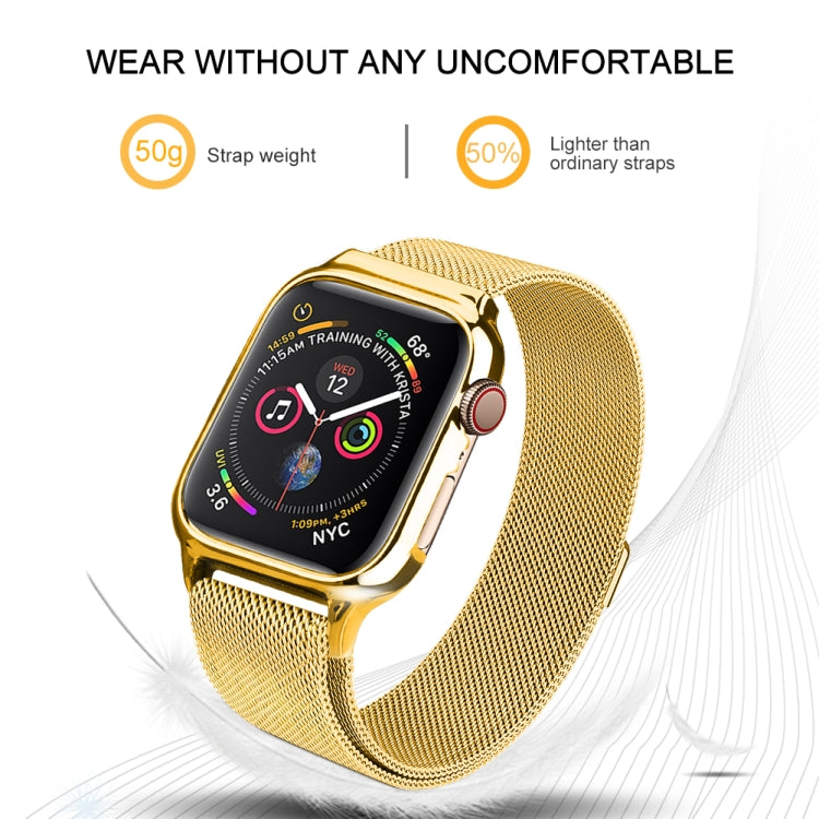 Milanese Loop Magnetic Stainless Steel Watchband With Frame for Apple Watch Series 4 44mm, Gold