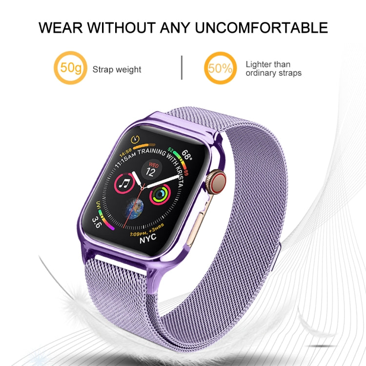 Milanese Loop Magnetic Stainless Steel Watchband With Frame for Apple Watch Series 4 44mm, Purple