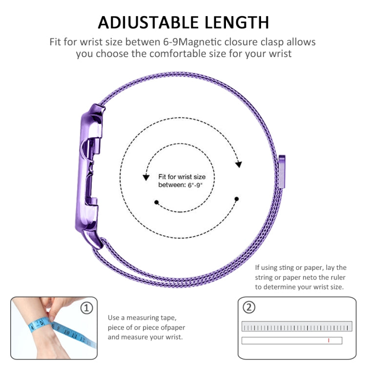 Milanese Loop Magnetic Stainless Steel Watchband With Frame for Apple Watch Series 4 44mm, Purple