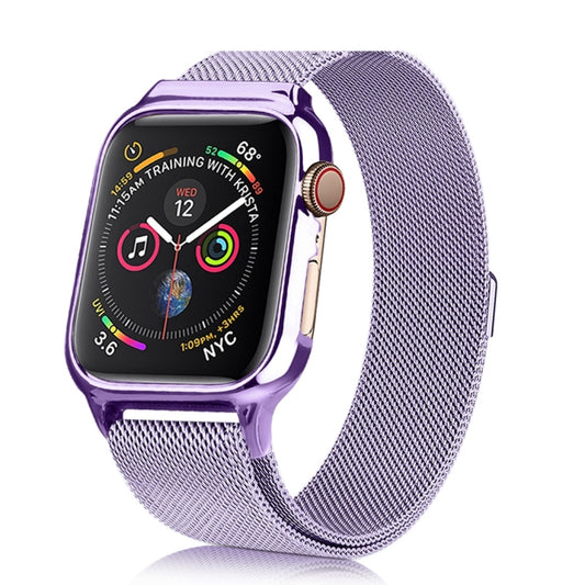 Milanese Loop Magnetic Stainless Steel Watchband With Frame for Apple Watch Series 4 44mm, Purple