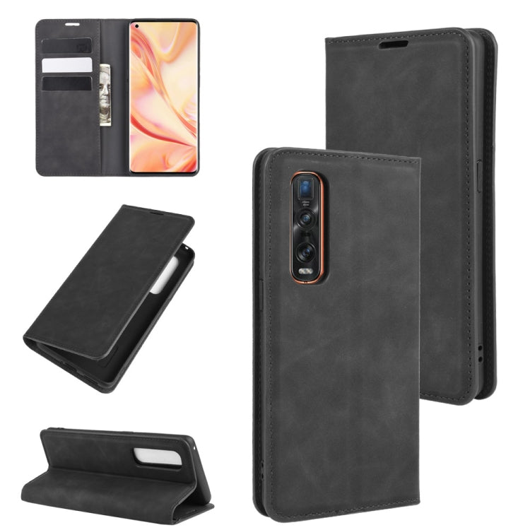 For OPPO Find X2 Pro Retro-skin Business Magnetic Suction Leather Case with Holder & Card Slots & Wallet, For OPPO Find X2 Pro