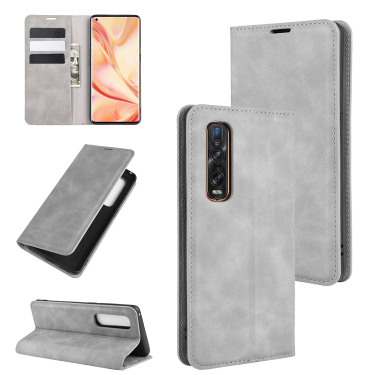 For OPPO Find X2 Pro Retro-skin Business Magnetic Suction Leather Case with Holder & Card Slots & Wallet, For OPPO Find X2 Pro