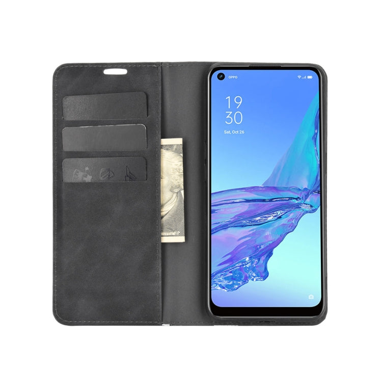 For OPPO A53 2020/OPPO A32 2020 Retro-skin Business Magnetic Suction Leather Case with Holder & Card Slots & Wallet, For OPPO A53 2020