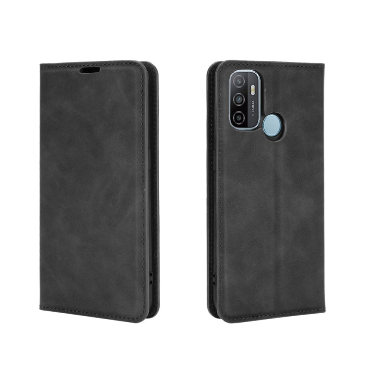 For OPPO A53 2020/OPPO A32 2020 Retro-skin Business Magnetic Suction Leather Case with Holder & Card Slots & Wallet, For OPPO A53 2020