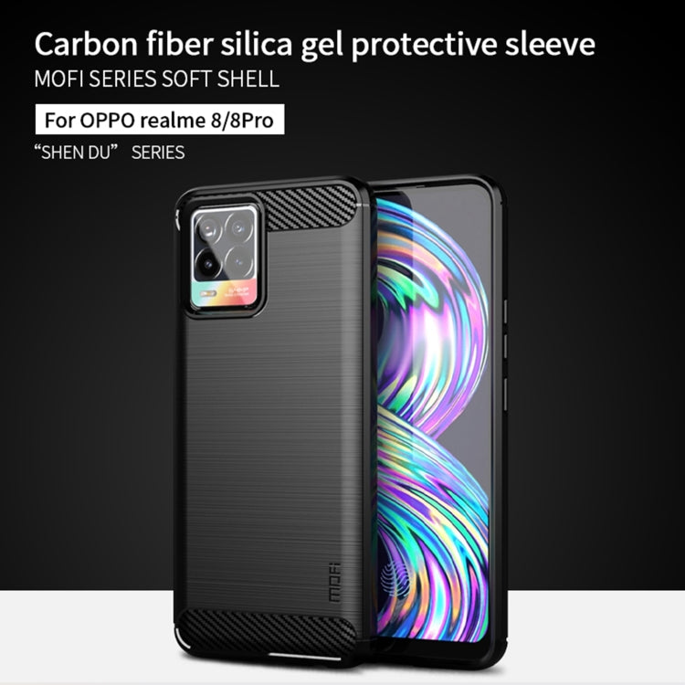 For OPPO Realme 8 / 8 Pro MOFI Gentleness Series Brushed Texture Carbon Fiber Soft TPU Case(Black), For OPPO Realme 8 / 8 Pro