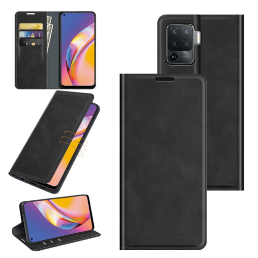 For OPPO A94 4G / F19 Pro / Reno5 Lite Retro-skin Business Magnetic Suction Leather Case with Holder &amp; Card Slots &amp; Wallet, For OPPO A94 4G
