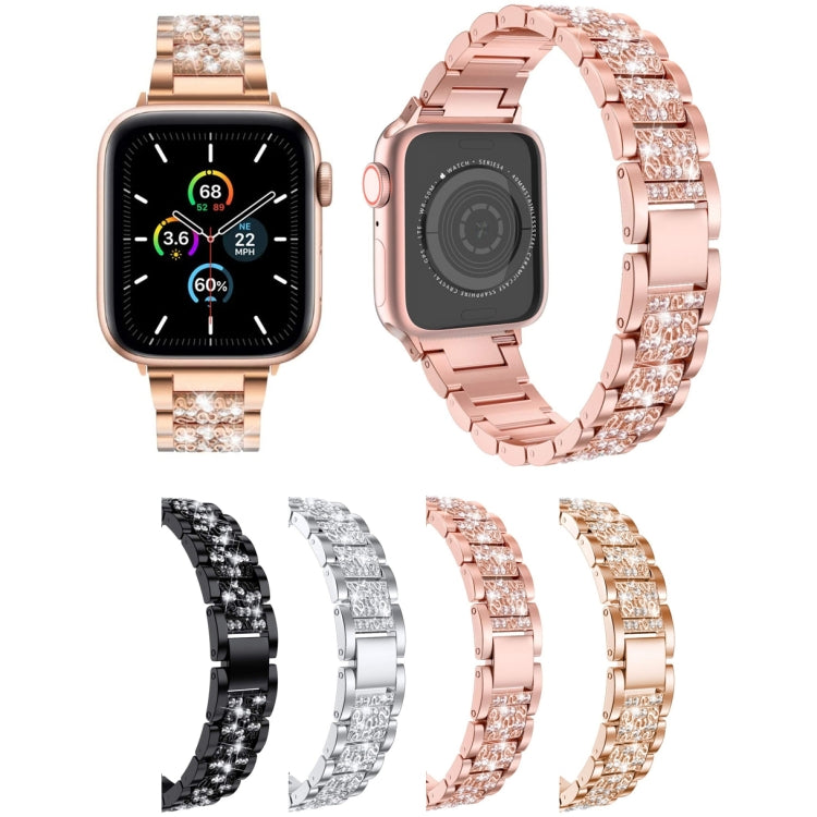 Three Stainless Steel Straps with Rhinestones, For Series 7 41mm / 6 & SE & 5 & 4 40mm / 3 & 2 & 1 38mm, For Series 7 45mm / 6 & SE & 5 & 4 44mm / 3 & 2 & 1 42mm