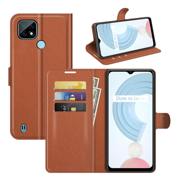 For OPPO Realme C21 Litchi Texture Horizontal Flip Protective Case with Holder & Card Slots & Wallet, For OPPO Realme C21