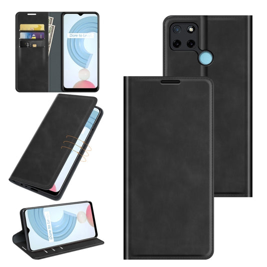 For OPPO Realme C21Y Retro-skin Business Magnetic Suction Leather Case with Holder &amp; Card Slots &amp; Wallet, For OPPO Realme C21Y