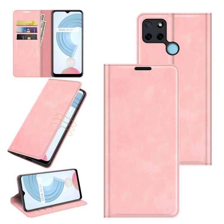 For OPPO Realme C21Y Retro-skin Business Magnetic Suction Leather Case with Holder & Card Slots & Wallet, For OPPO Realme C21Y