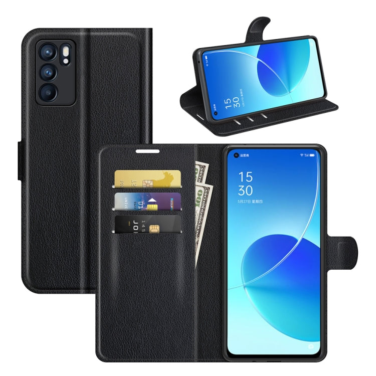 For OPPO Reno6 5G Litchi Texture Horizontal Flip Protective Case with Holder & Card Slots & Wallet, For OPPO Reno6 5G