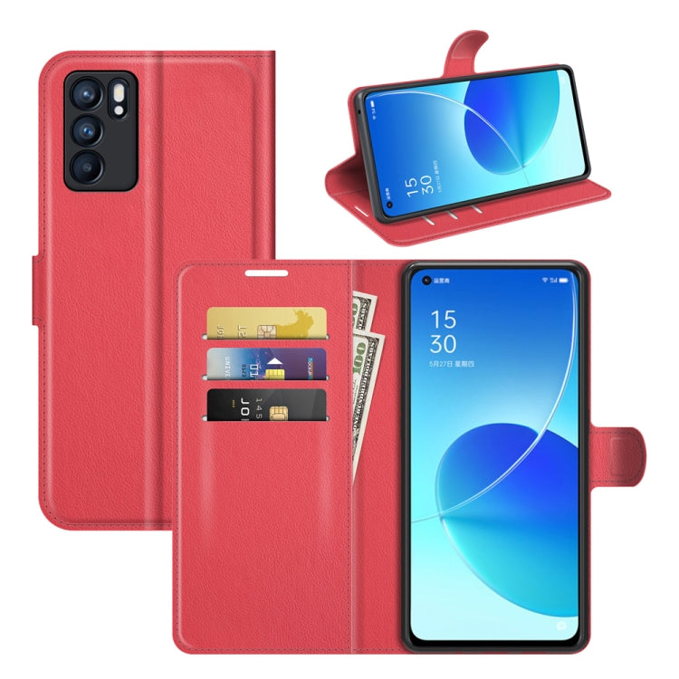 For OPPO Reno6 5G Litchi Texture Horizontal Flip Protective Case with Holder & Card Slots & Wallet, For OPPO Reno6 5G