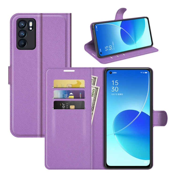 For OPPO Reno6 5G Litchi Texture Horizontal Flip Protective Case with Holder & Card Slots & Wallet, For OPPO Reno6 5G