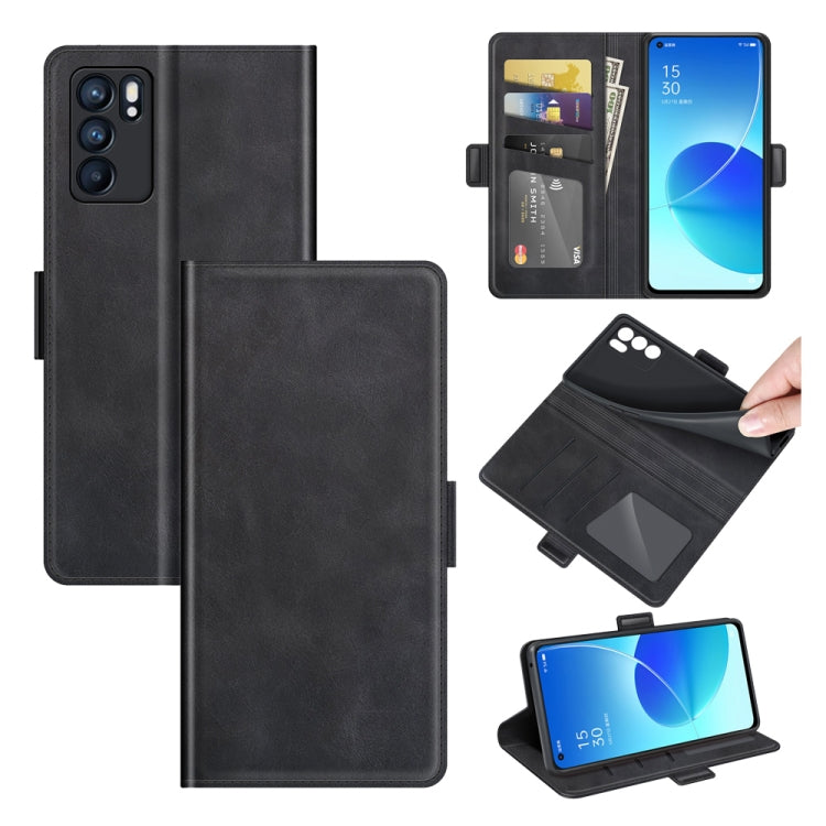 For OPPO Reno6 5G Dual-side Magnetic Buckle Horizontal Flip Leather Case with Holder & Card Slots & Wallet, For OPPO Reno6 5G