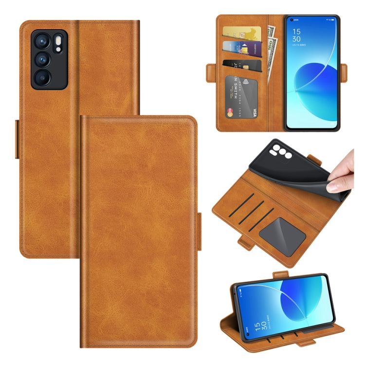 For OPPO Reno6 5G Dual-side Magnetic Buckle Horizontal Flip Leather Case with Holder & Card Slots & Wallet, For OPPO Reno6 5G