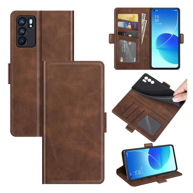 For OPPO Reno6 5G Dual-side Magnetic Buckle Horizontal Flip Leather Case with Holder & Card Slots & Wallet, For OPPO Reno6 5G